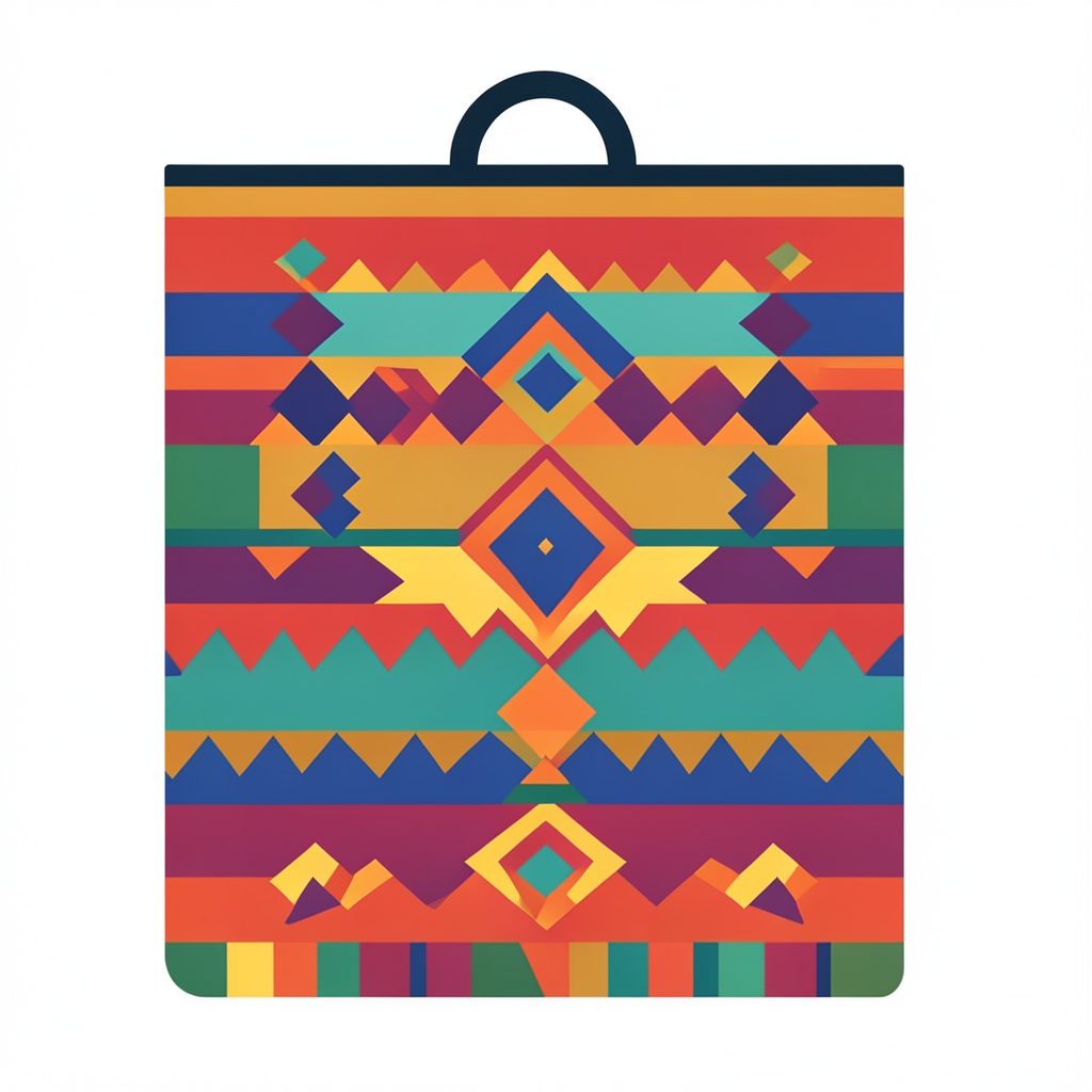 Sac en kilim aux motifs tissés traditionnels, couleurs chaudes et terreuses